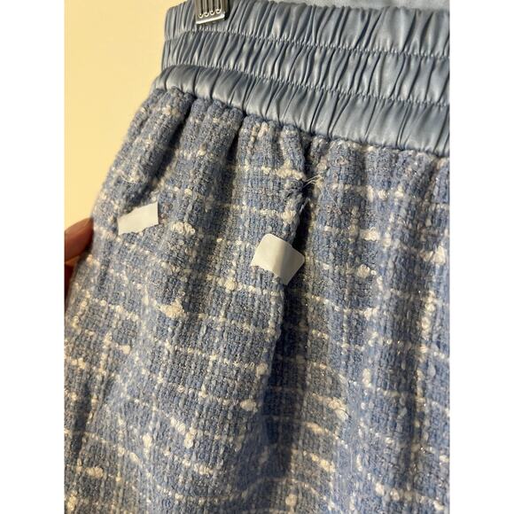 RTR Emporio Armani Sz 44 / Large Blue Boucle Gathered Pull-On Shorts  tweed - Picture 4 of 7